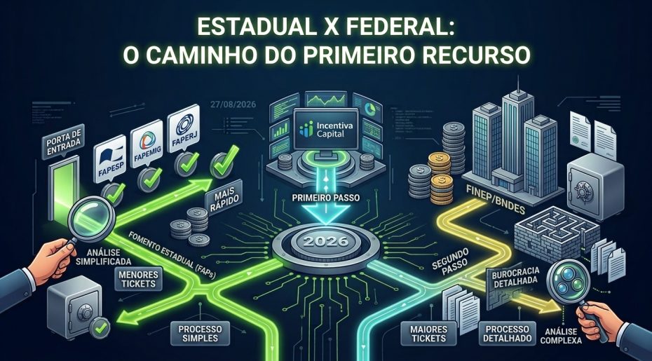 Tabela comparativa entre fomento estadual (FAPESP, FAPEMIG, FAPERJ), Embrapii e Finep/BNDES para inovação empresarial