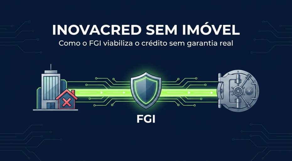 Tabela comparativa mostrando as diferenças entre garantia com imóvel e garantia via FGI no financiamento Inovacred da Finep