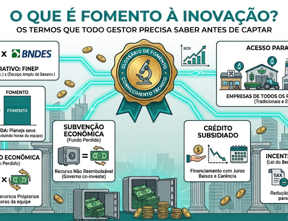 Tabela comparativa mostrando as diferenças entre subvenção econômica, crédito subsidiado e incentivo fiscal no fomento à inovação