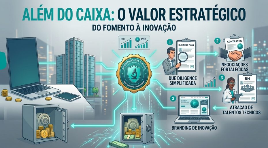 Tabela comparativa mostrando o fomento à inovação como fonte de caixa versus como ativo estratégico para empresas